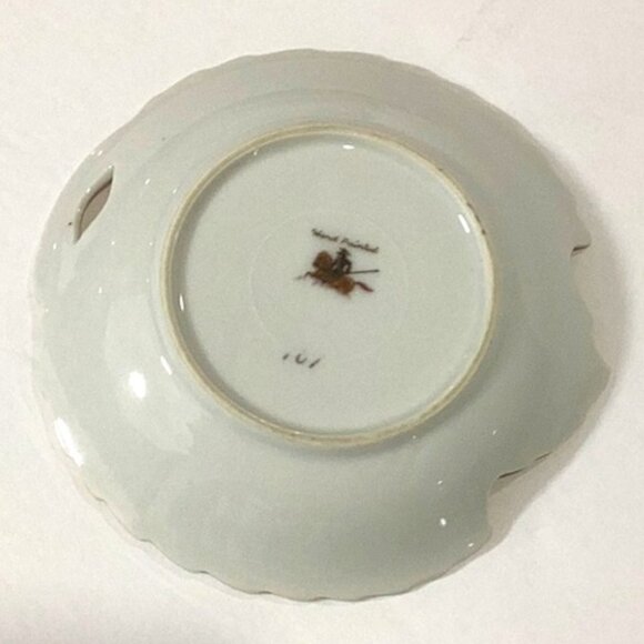 Vintage 40s Trinket Dish Leaf Shape w/Cut Out Handle Roses Decor Occupied Japan - Picture 2 of 6